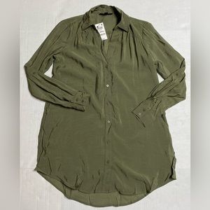 INC International Concepts Women's Button-Up Tunic Burnt Olive - Size XS